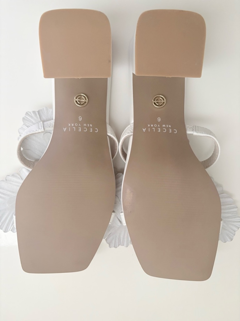 Cecelia New York Leather Hibiscus Chunky Block 2.5” Heel Sz 6 Reshapable Flower. - Picture 10 of 15